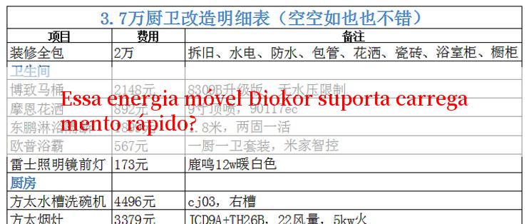 Essa energia móvel Diokor suporta carregamento rápido?