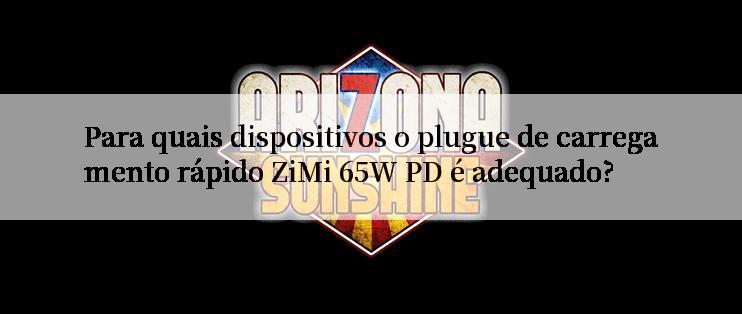 Para quais dispositivos o plugue de carregamento rápido ZiMi 65W PD é adequado?