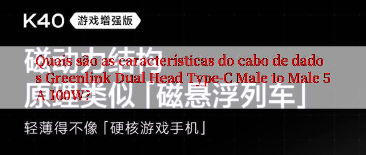 Quais são as características do cabo de dados Greenlink Dual Head Type-C Male to Male 5A 100W?