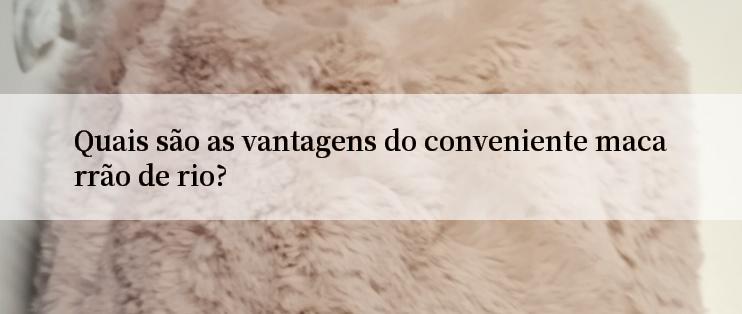 Quais são as vantagens do conveniente macarrão de rio?