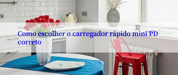 Como escolher o carregador rápido mini PD correto